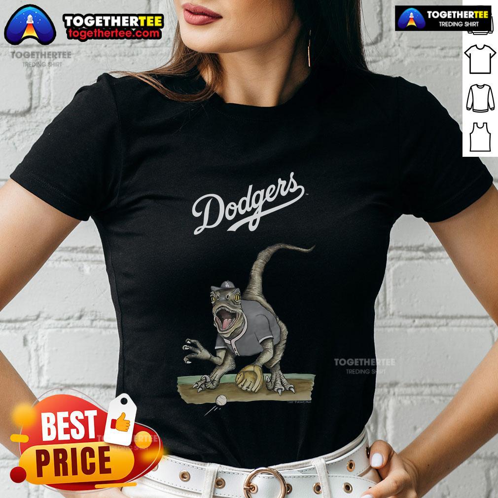 Original Los Angeles Dodgers Tiny Turnip Velociraptor T-Shirt - Image 3