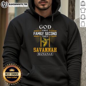 Alternative view of Top God First Family Second Then Savannah Bananas T-Shirt