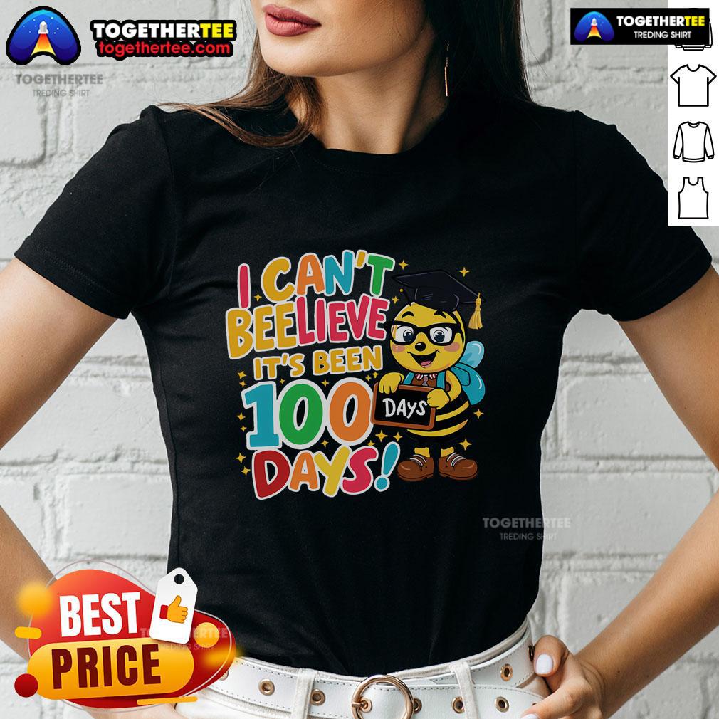 Premium I Can't Believe Its Been 100 Days Funny Bee 100th Day School T-Shirt - Image 3