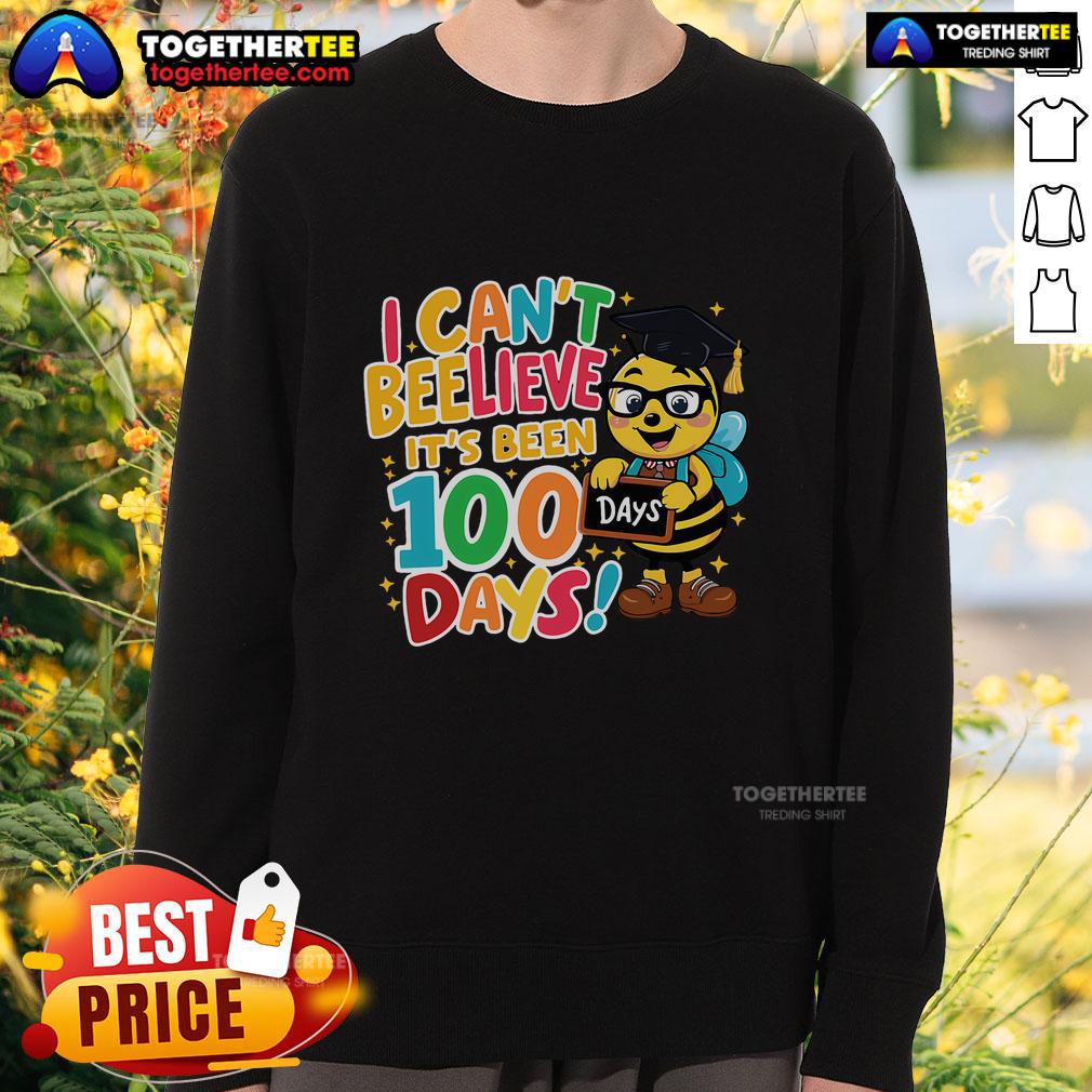Premium I Can't Believe Its Been 100 Days Funny Bee 100th Day School T-Shirt - Image 5