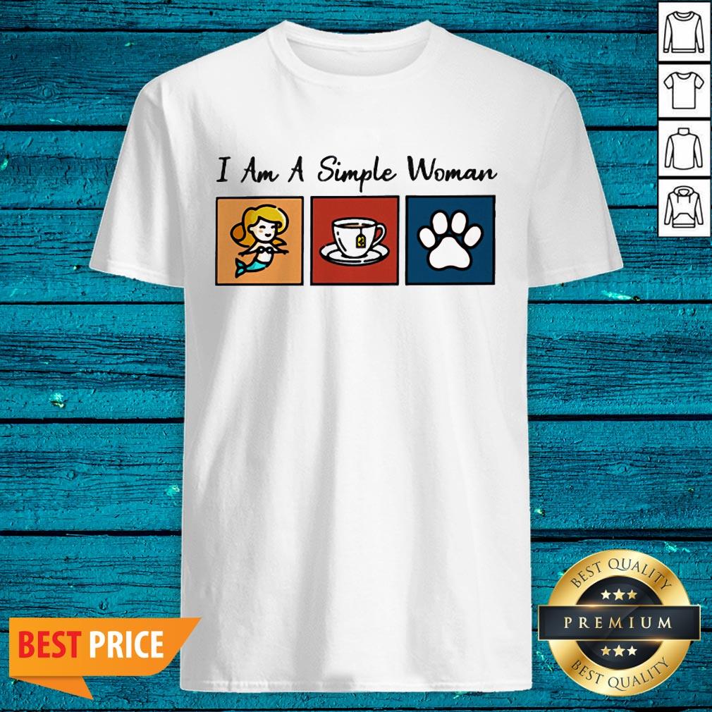 I Am A Simple Woman Mermaid Coffee And Dog Paws Shirt
