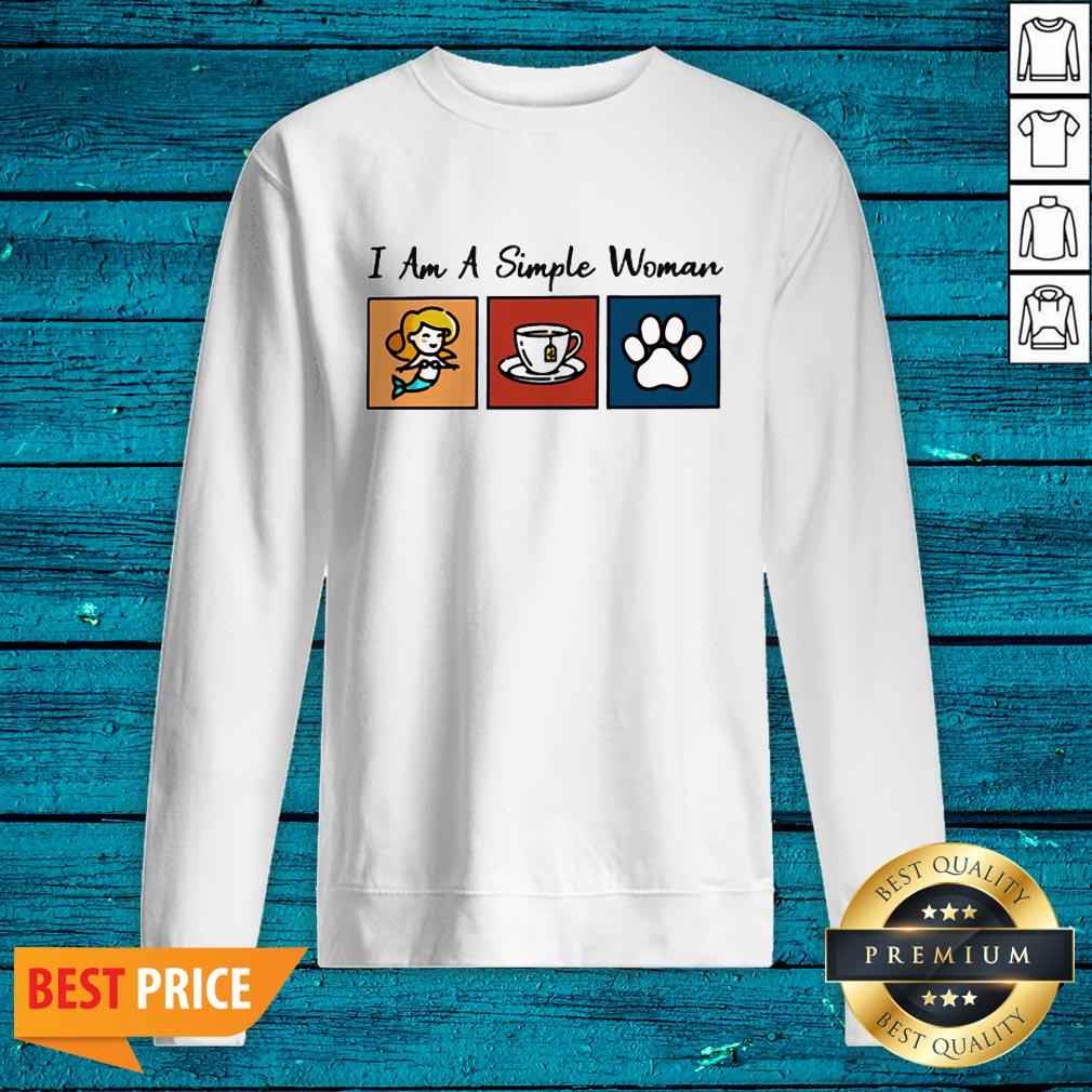 I Am A Simple Woman Mermaid Coffee And Dog Paws Shirt - Image 3