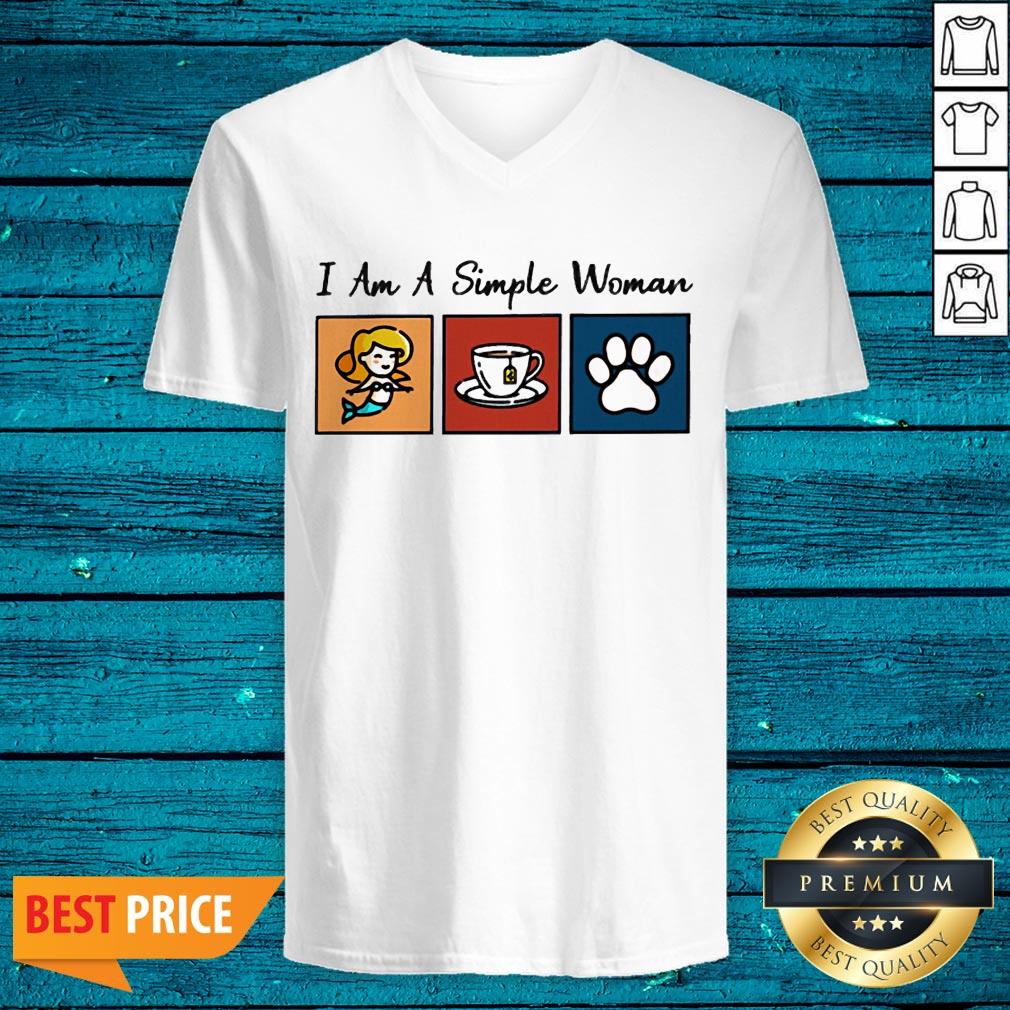 I Am A Simple Woman Mermaid Coffee And Dog Paws Shirt - Image 5