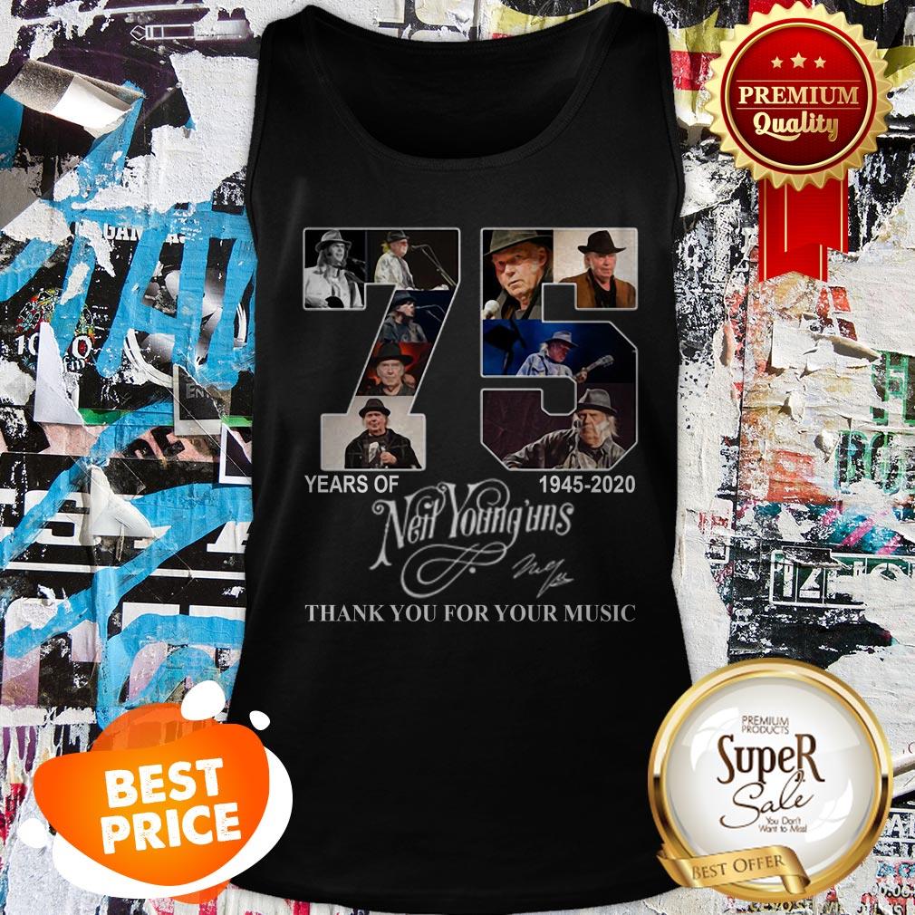Nice 75 Years Of Neil Young’uns 1945 2020 Signature Thank You For Your Music Shirt - Image 3