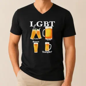 Alternative view of Pretty LGBT Lets Get Beers Tonight Beer Drinking Humor Shirt