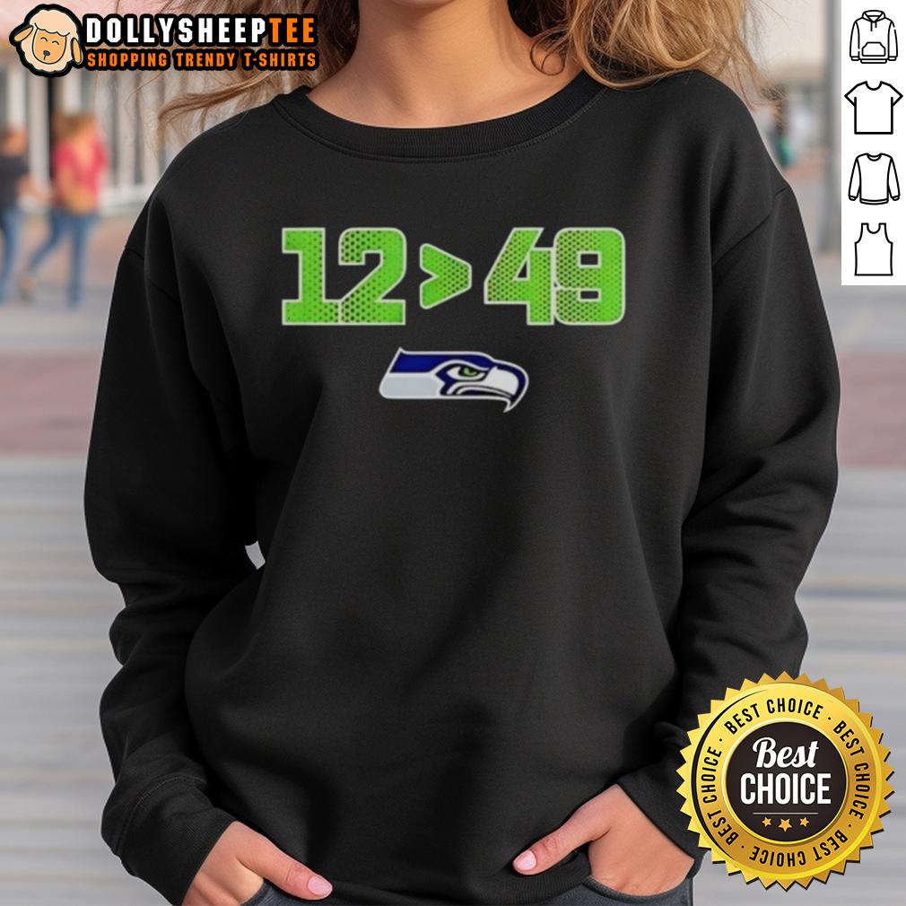 Official Seattle Seahawks 12 Is Greater Than 49 2025 NFC West Division Champions Skyline T-Shirt - Image 5