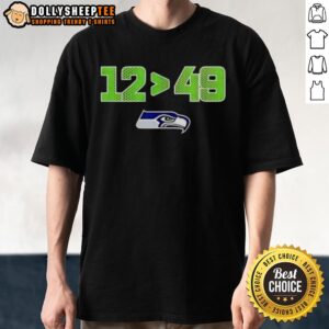 Official Seattle Seahawks 12 Is Greater Than 49 2025 NFC West Division Champions Skyline T-Shirt