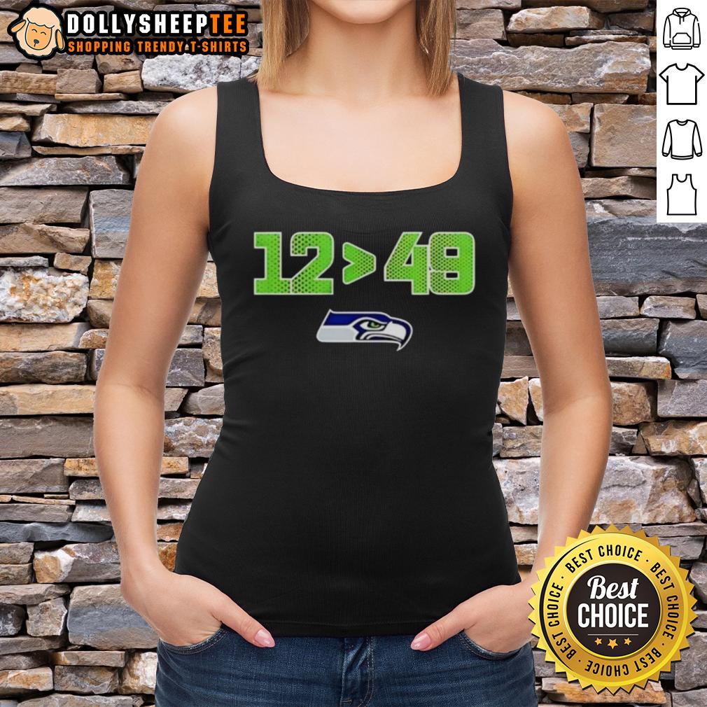 Official Seattle Seahawks 12 Is Greater Than 49 2025 NFC West Division Champions Skyline T-Shirt - Image 4