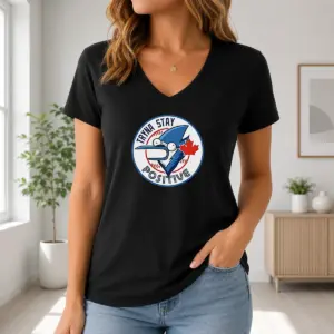 Alternative view of Pretty Tryna Stay Positive Mordecai Regular Show Blue Jays Baseball Logo Parody Shirt