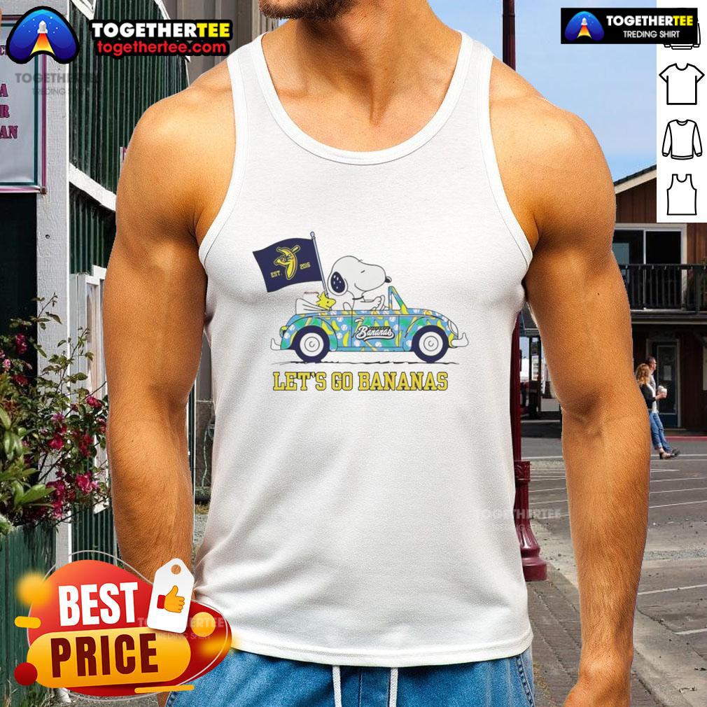 Good Snoopy And Woodstock Driving Car Let's Go Savannah Bananas T-Shirt - Image 6