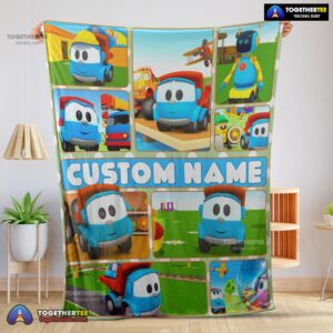 Official Cartoon Leo The Truck With Friends Blanket Fleece Throw Customized Blanket
