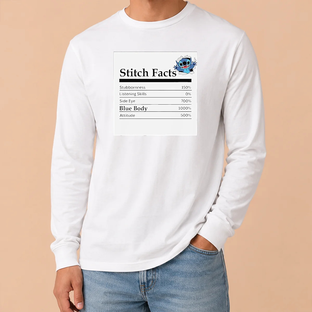 Hot Original Stitch Facts Stubbornness Listening Skills Side Eye Blue Body Attitude Shirt - Image 6