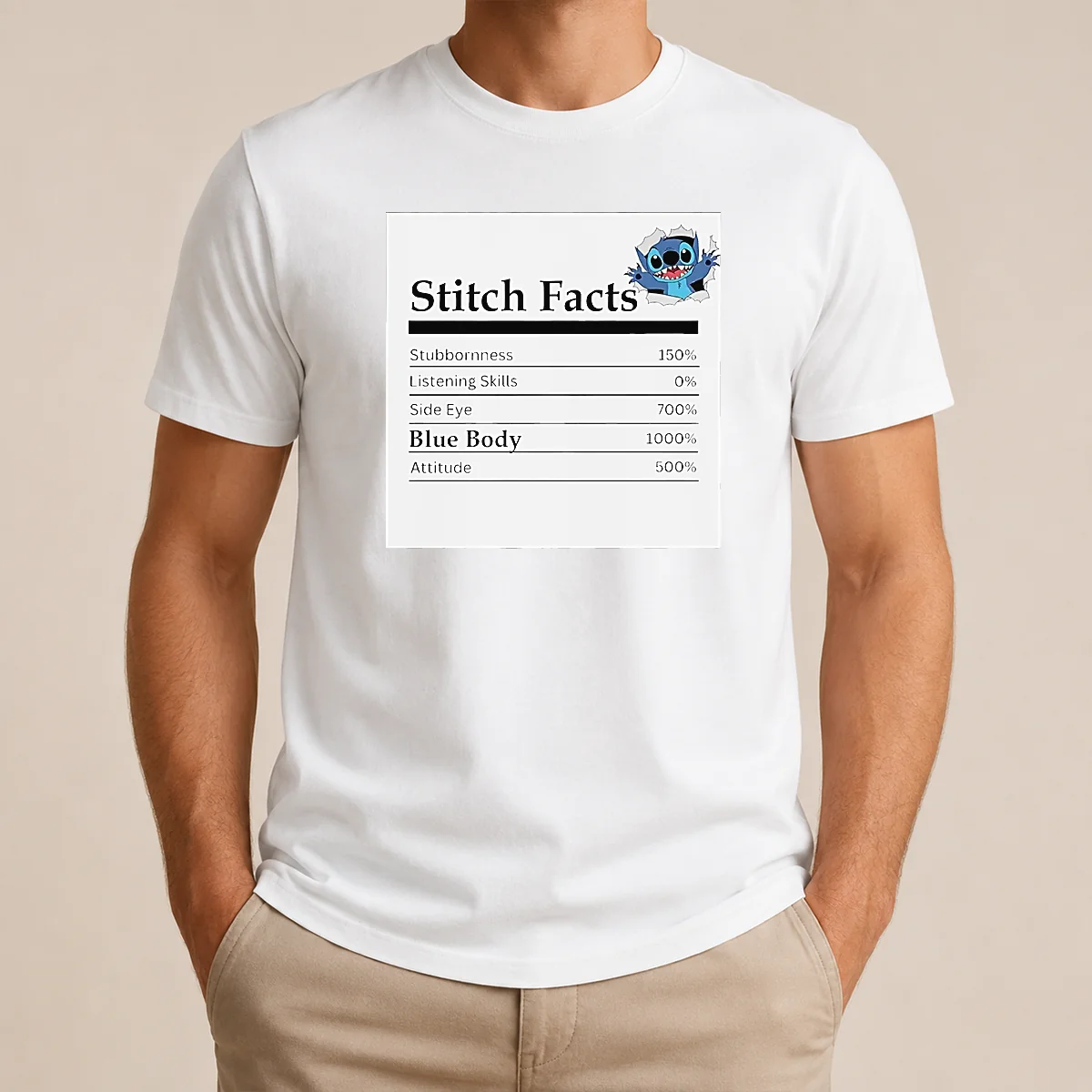 Hot Original Stitch Facts Stubbornness Listening Skills Side Eye Blue Body Attitude Shirt