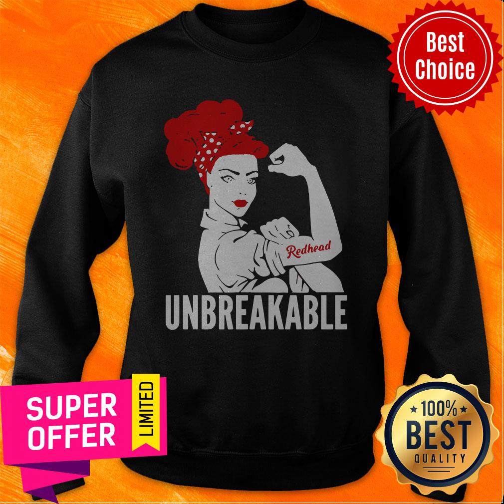 Nice Strong Woman Tattoo Redhead Girl Unbreakable Shirt - Image 2