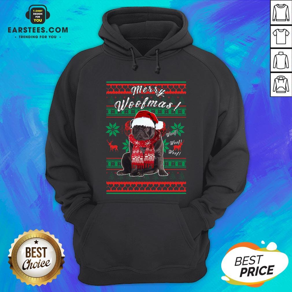 Official Pug Santa Merry Woofmas Ugly Christmas Shirt - Image 2