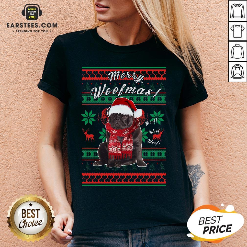 Official Pug Santa Merry Woofmas Ugly Christmas Shirt - Image 3