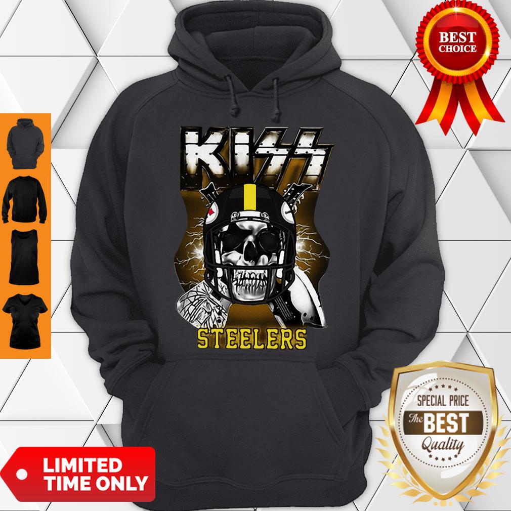 Top Skull Kiss Band Pittsburgh Steelers Shirt - Image 3