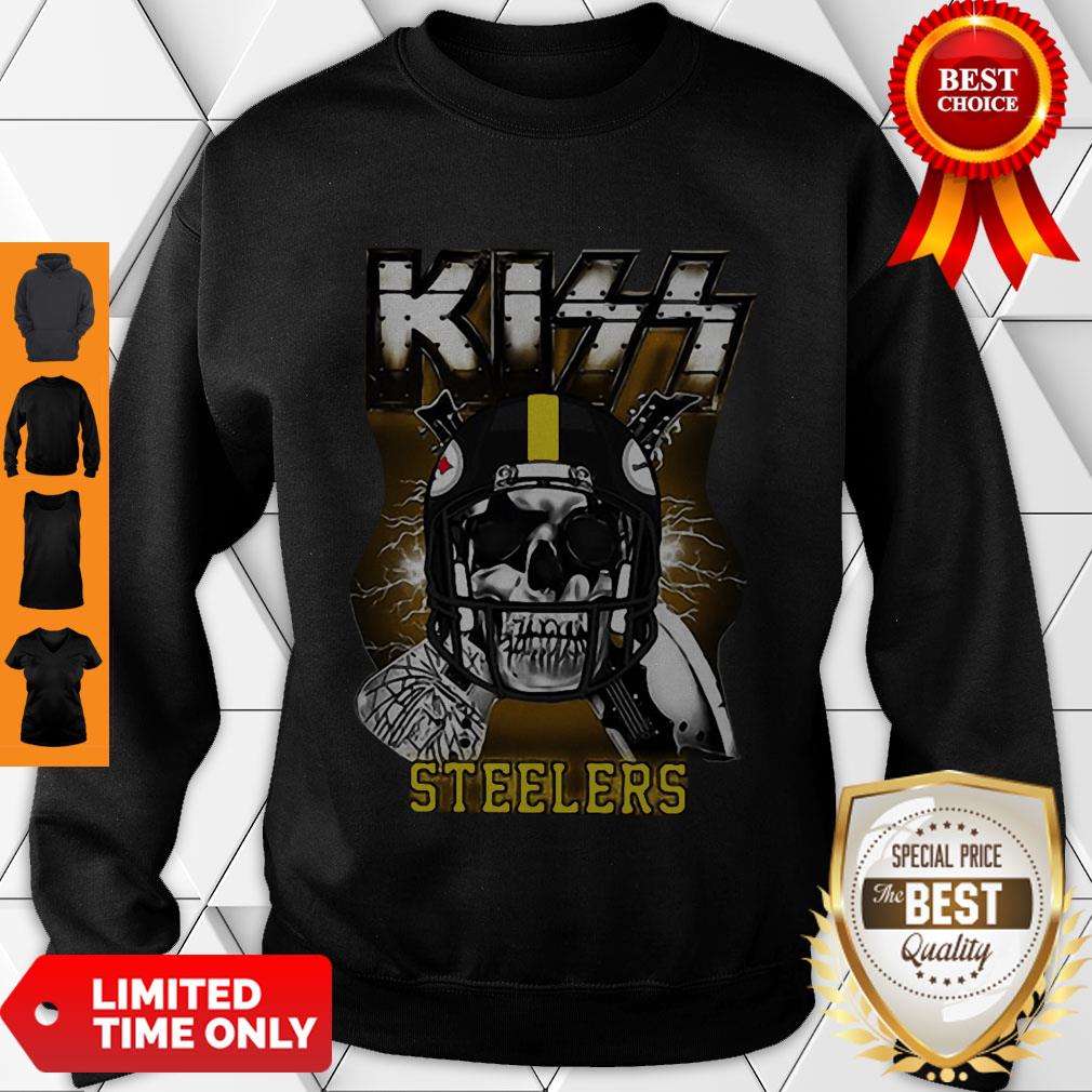 Top Skull Kiss Band Pittsburgh Steelers Shirt - Image 2