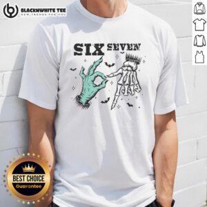 Cute 6 7 Meme Witch Skeleton Hands 67 Halloween T-Shirt