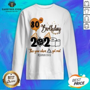Alternative view of Funny 80th Birthday 2020 The Year When Shit Got Real Quarantined Coronavirus Toilet Paper Shirt