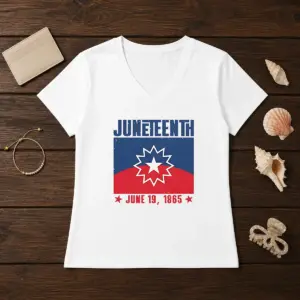 Alternative view of Pretty Juneteenth Red White Blue Freedom Flag 1865 Emancipation Day Shirt