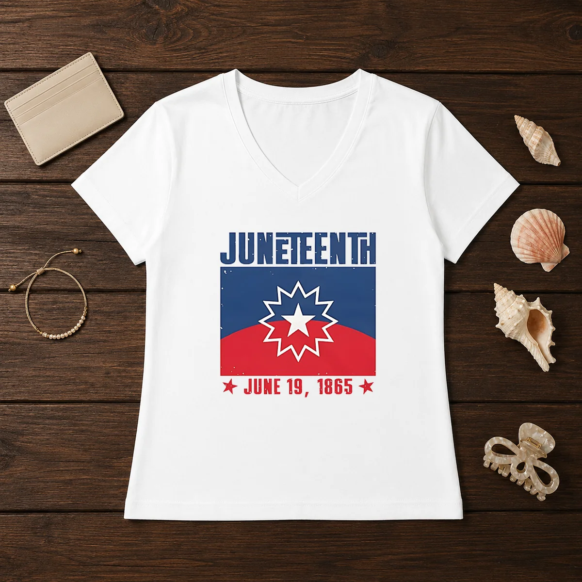 Pretty Juneteenth Red White Blue Freedom Flag 1865 Emancipation Day Shirt - Image 2