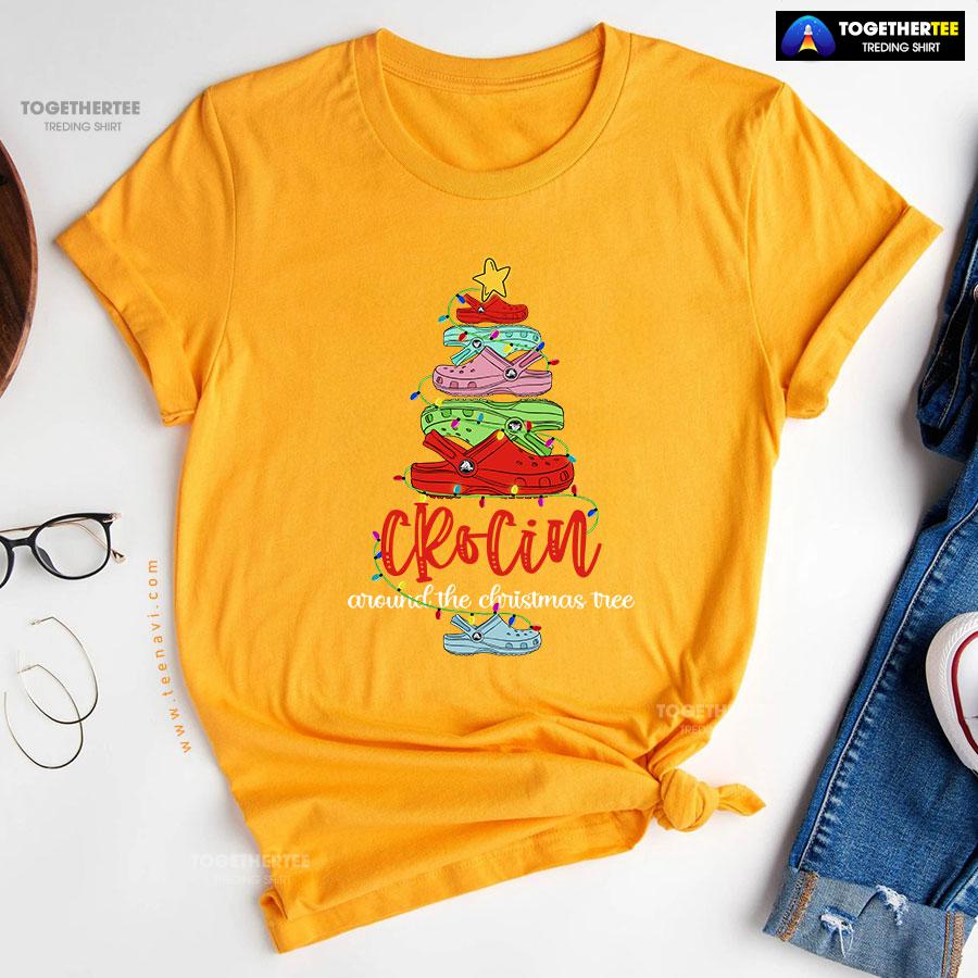 Crocs Shoes Crocin Around Christmas Tree T-Shirt - Image 11