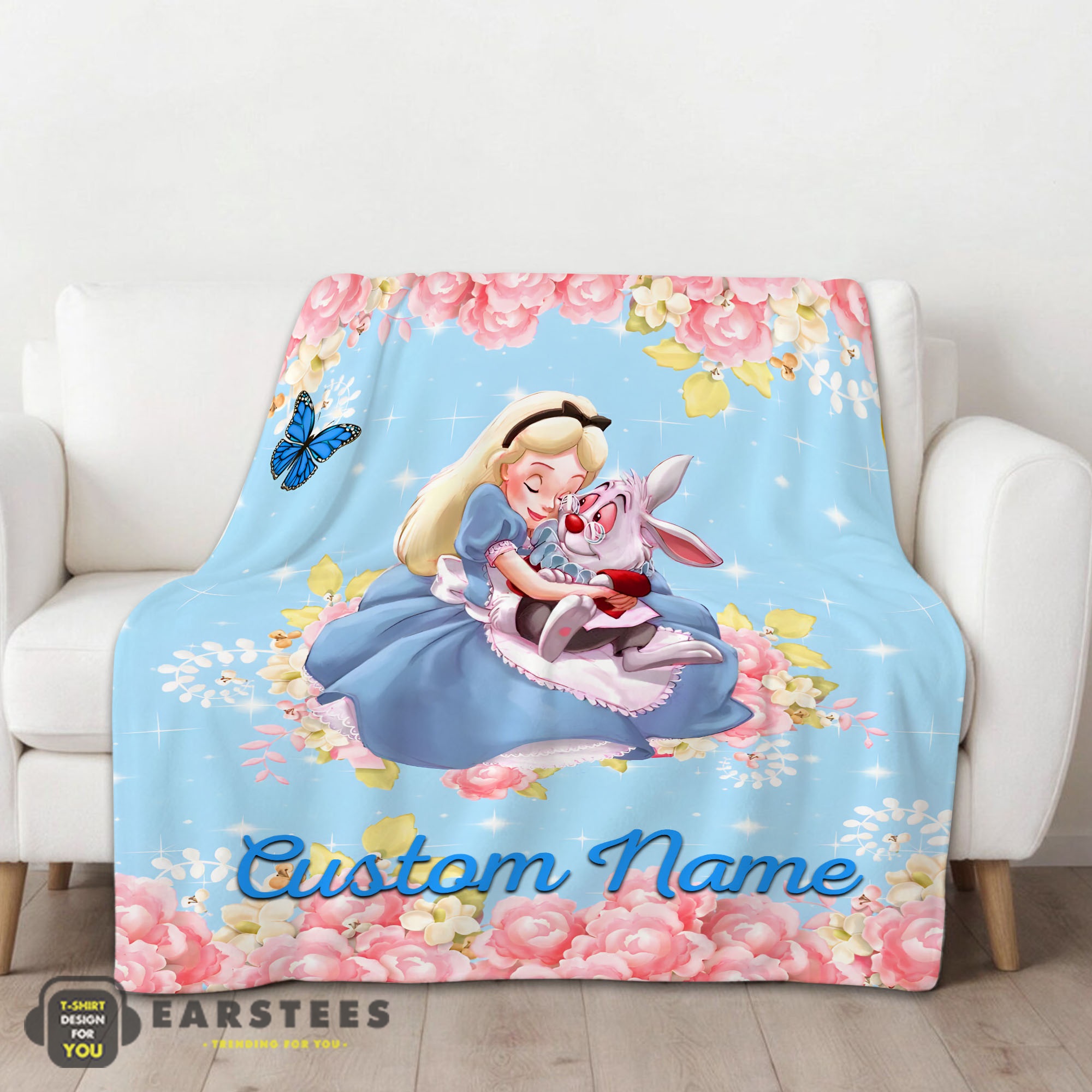 Good Disney Alice & The White Rabbit Alice In Wonderland Blanket Fleece Customized Blanket - Image 2