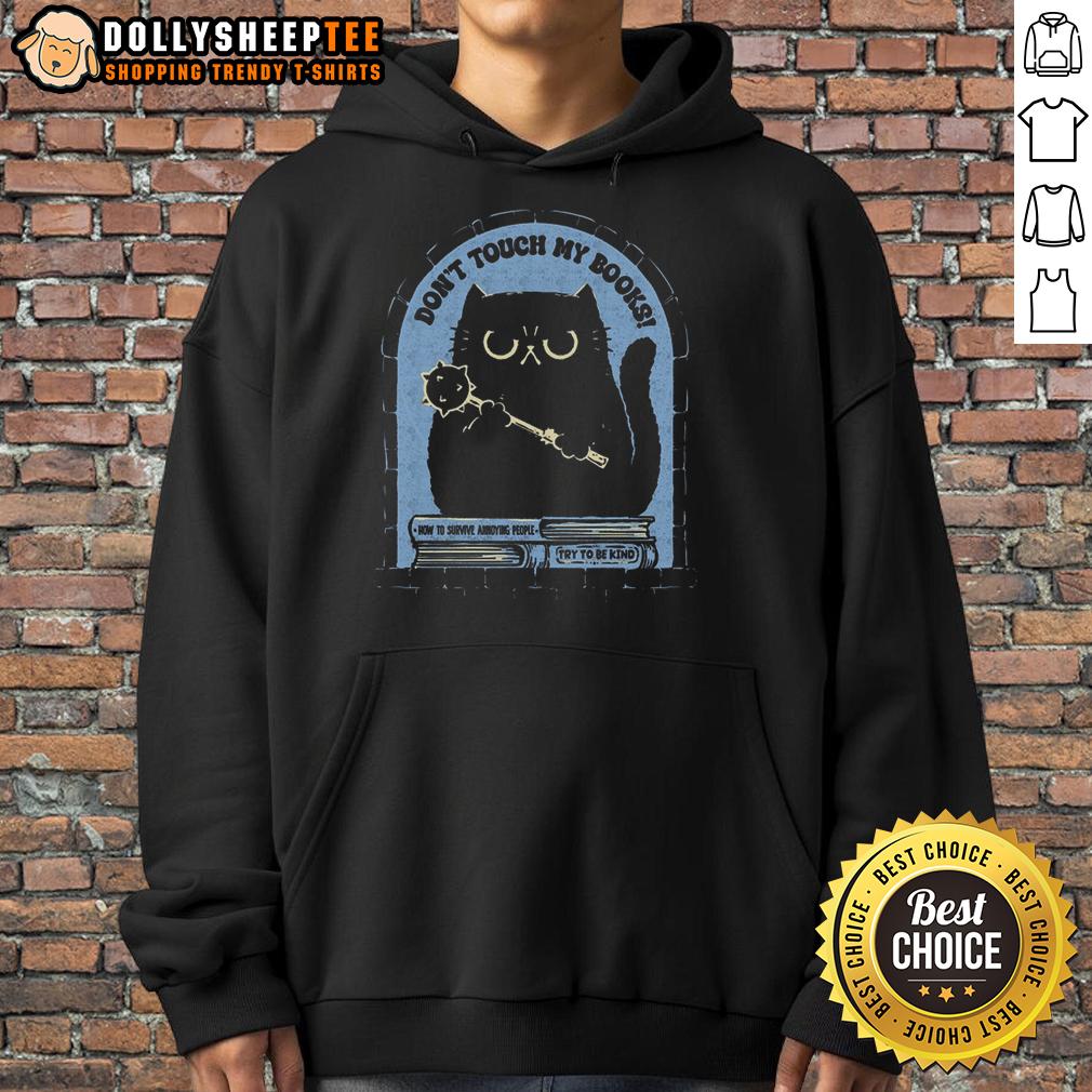 Cute Cat Don't Touch My Books T-Shirt - Image 2