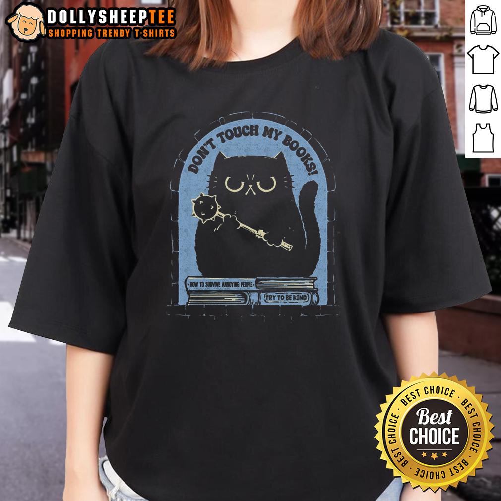 Cute Cat Don't Touch My Books T-Shirt - Image 3