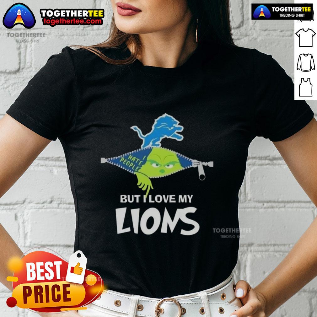 Original Grinch Christmas But I Love My Detroit Lions T-Shirt - Image 3