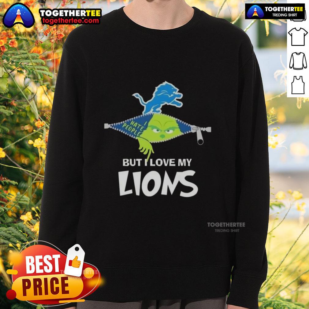 Original Grinch Christmas But I Love My Detroit Lions T-Shirt - Image 5