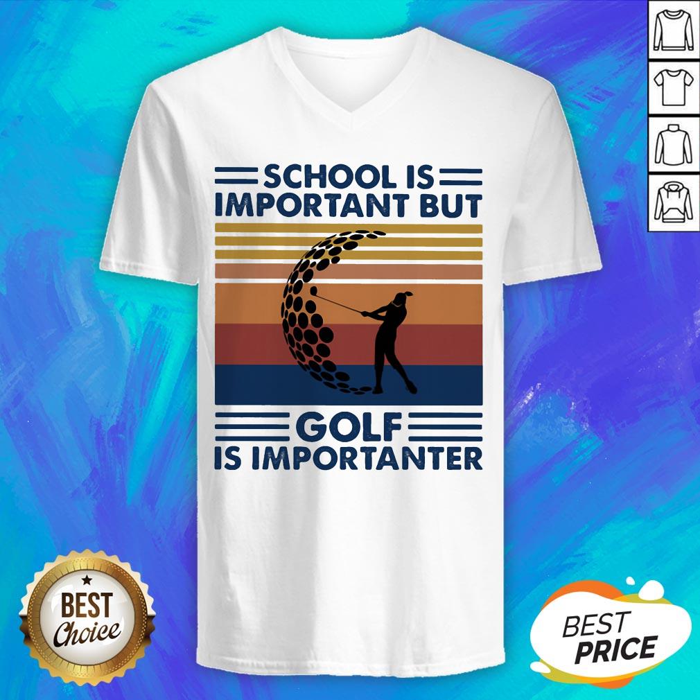 School Is Important But Golf Is Importanter Vintage Retro Shirt - Image 4