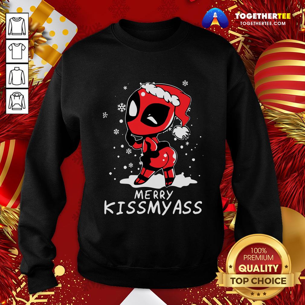 Cute Santa Deadpool Merry Kiss My Ass Christmas Shirt - Image 4