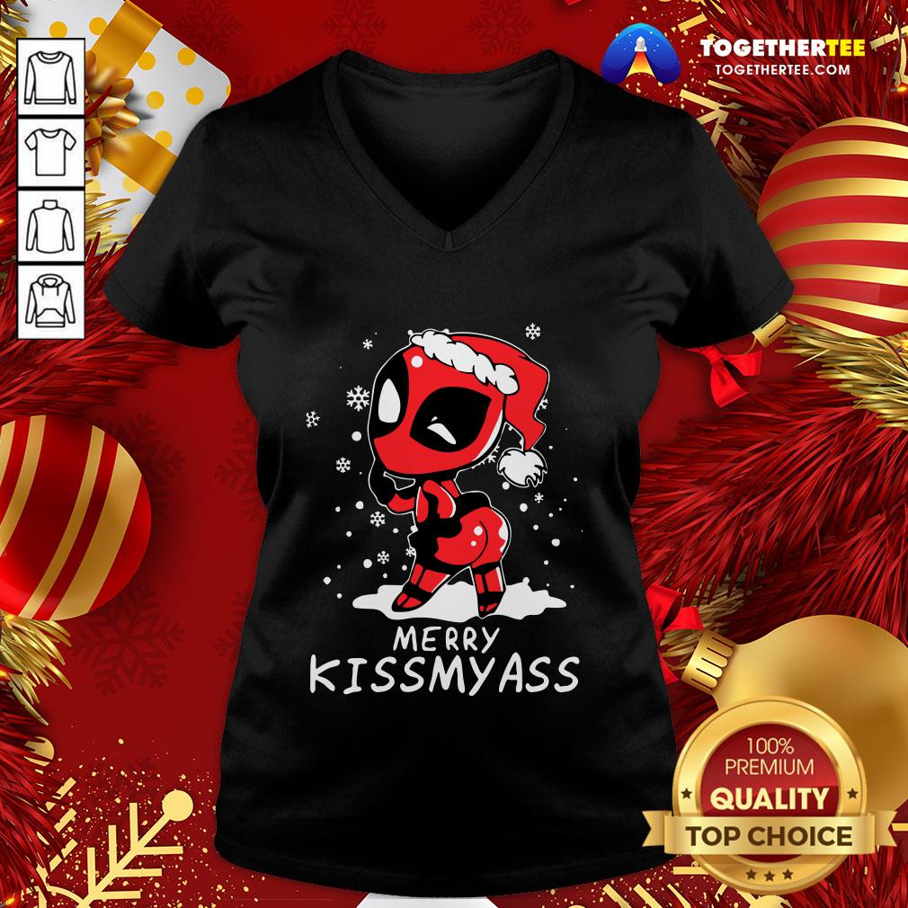 Cute Santa Deadpool Merry Kiss My Ass Christmas Shirt - Image 2