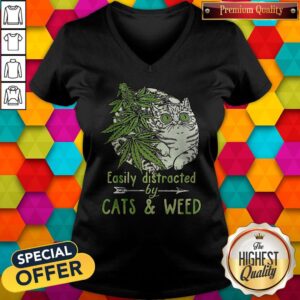Alternative view of Easily Distrcted By Cats And Weed Shirt