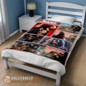 Alternative view of Perfect Ferdinand And Friends The Gentle Bull's Journey Blanket Fleece Customized Blanket