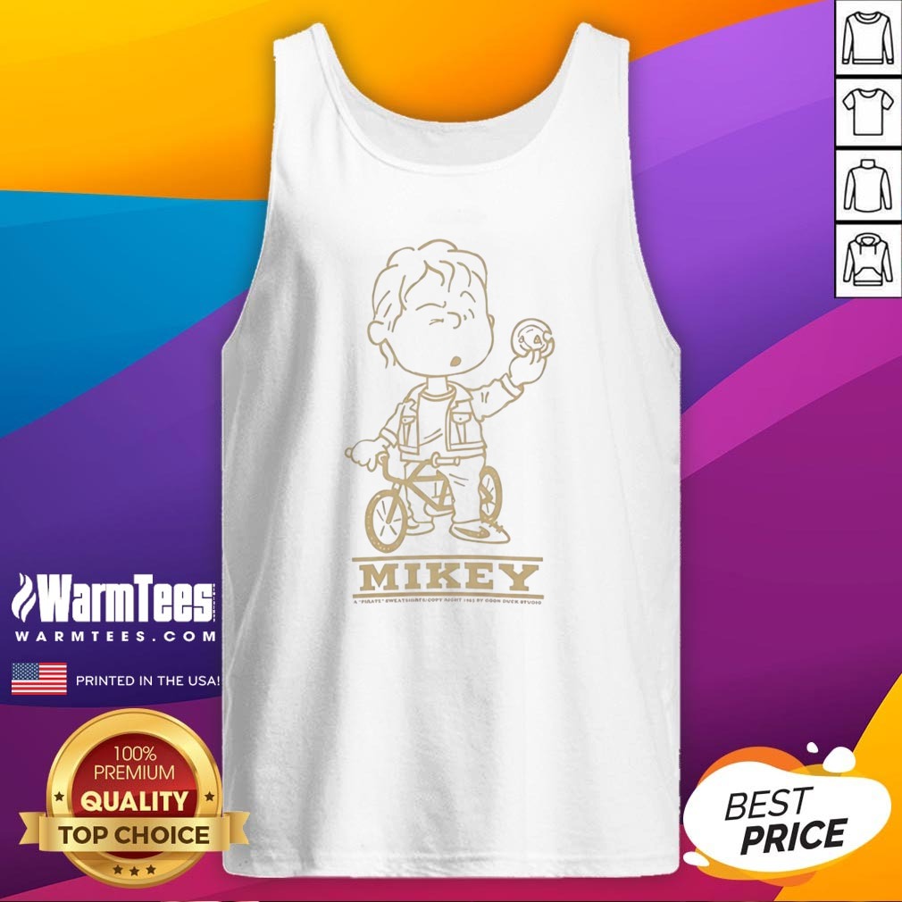 Top Mikey Goonies Character On Bmx Bike Riding With Coin Illustration Shirt - Image 5
