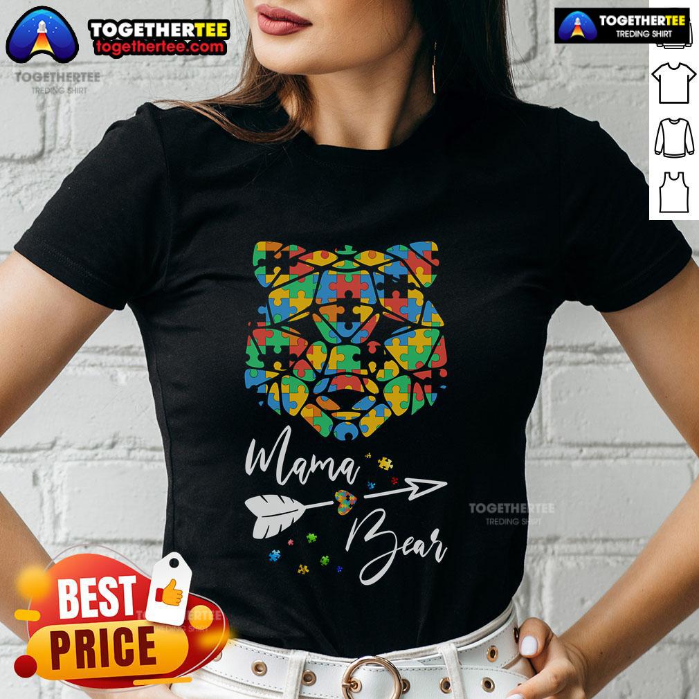 Top Mama Bear Autism Awareness Puzzle Piece T-Shirt - Image 3
