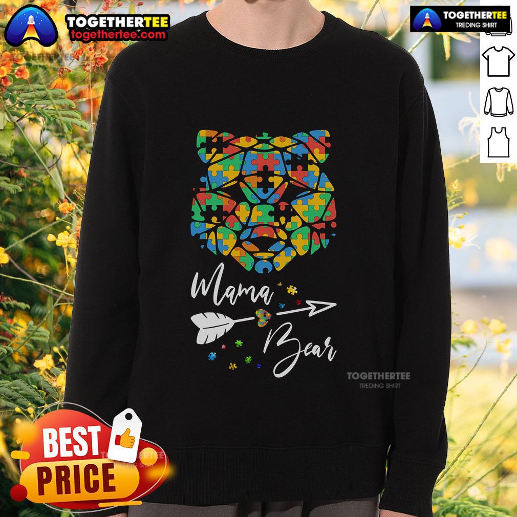 Top Mama Bear Autism Awareness Puzzle Piece T-Shirt - Image 5