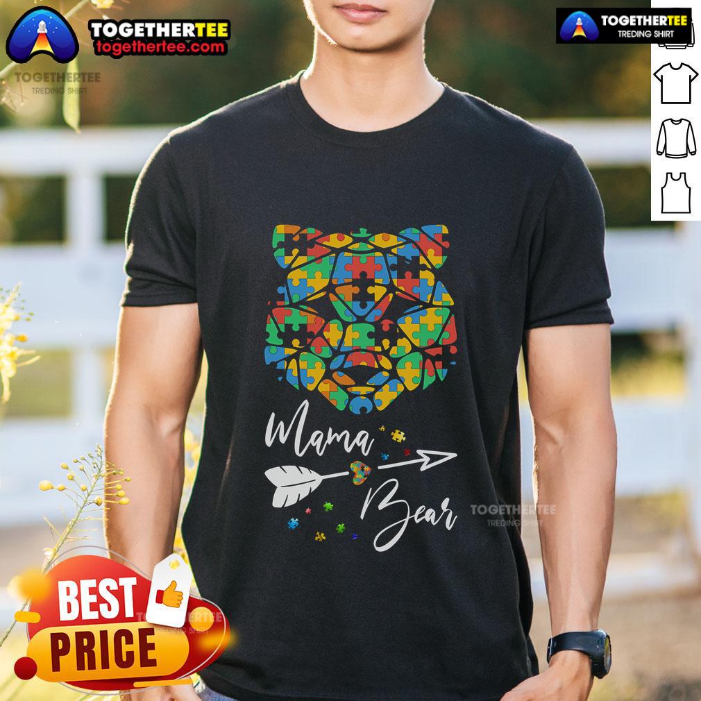 Top Mama Bear Autism Awareness Puzzle Piece T-Shirt