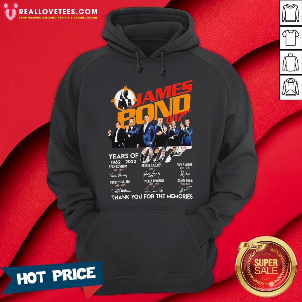 Pro James Bond 007 Years Of 1962 2020 Signatures Thank You For The Memories Shirt - Image 4