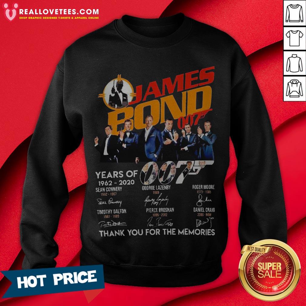 Pro James Bond 007 Years Of 1962 2020 Signatures Thank You For The Memories Shirt - Image 3
