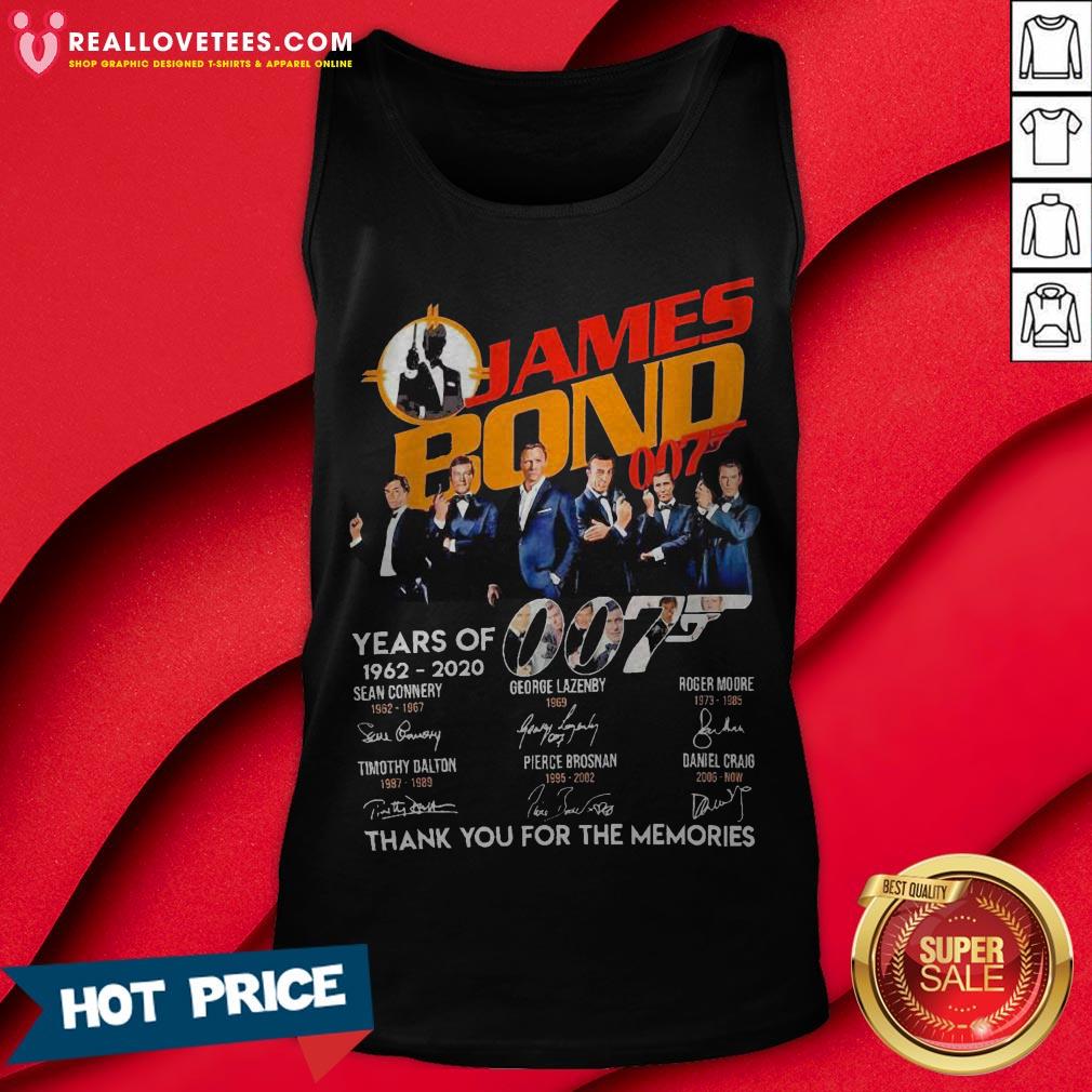 Pro James Bond 007 Years Of 1962 2020 Signatures Thank You For The Memories Shirt - Image 2