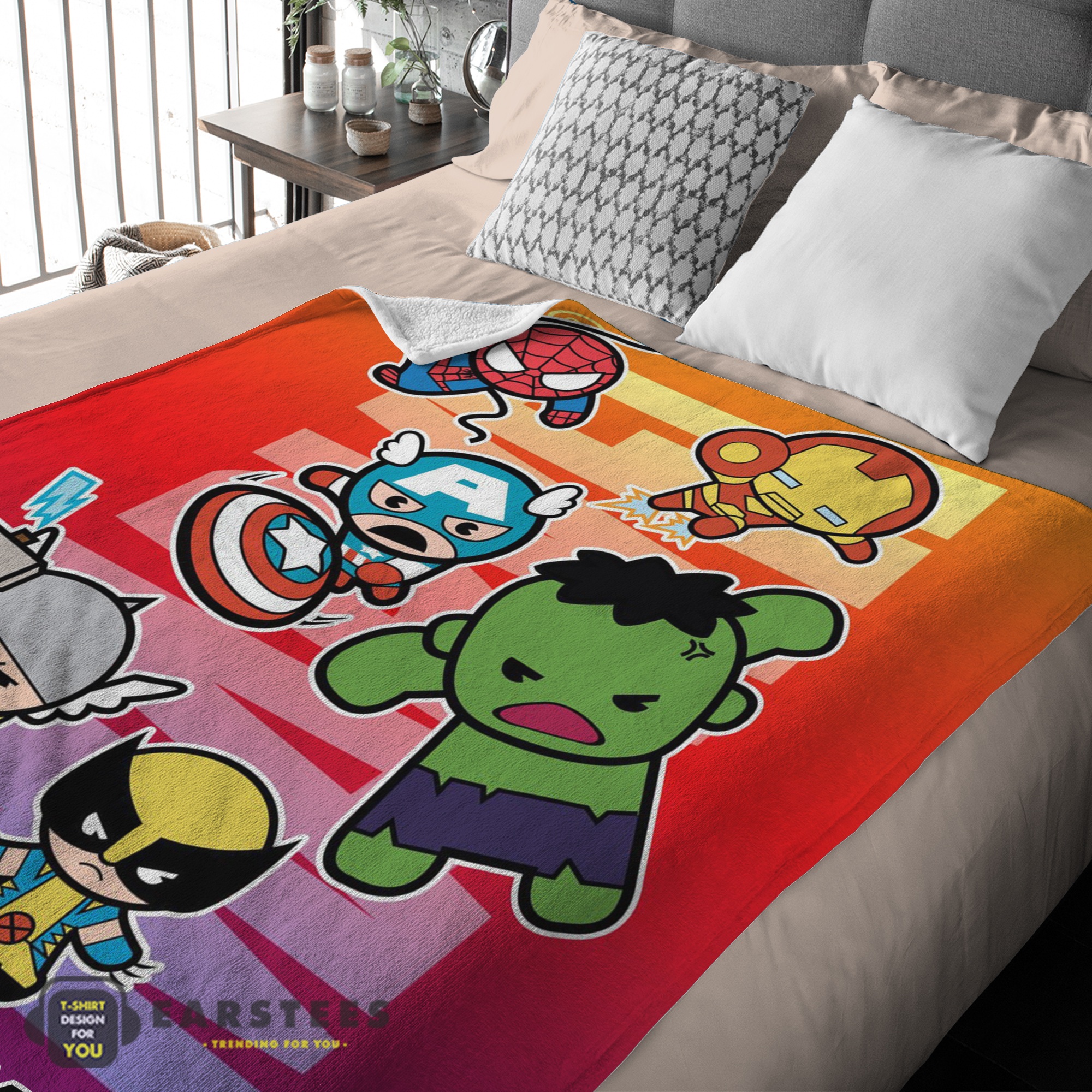 Good Marvel SuperHero Avengers Skull Friends Birthday Cute Blanket Fleece Customized Blanket - Image 2
