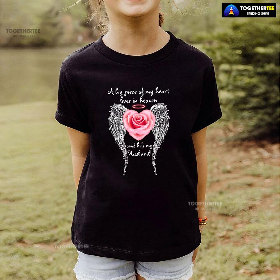 A Big Piece Of My Heart Lives In Heaven And He Is My Husband T-Shirt - Image 4