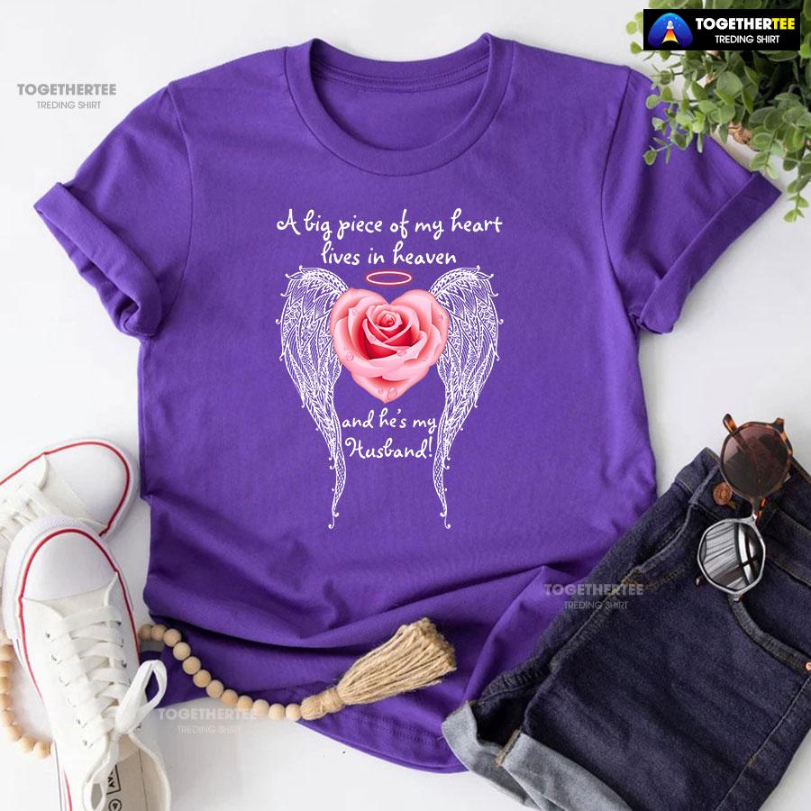 A Big Piece Of My Heart Lives In Heaven And He Is My Husband T-Shirt - Image 7