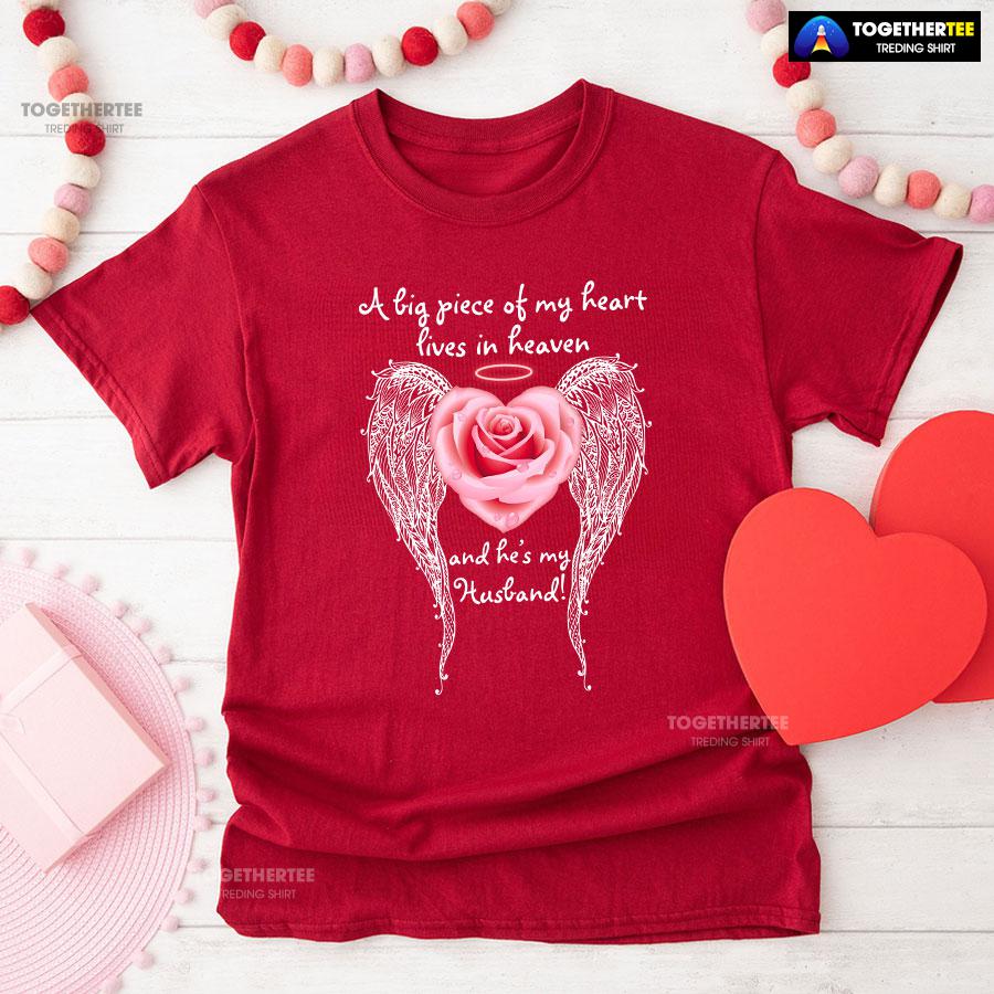 A Big Piece Of My Heart Lives In Heaven And He Is My Husband T-Shirt - Image 8