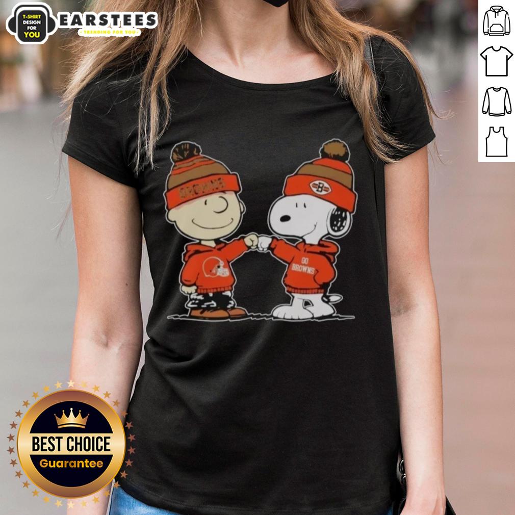 Cute Cleveland Browns Snoopy And Charlie Brown Best Friends T-Shirt - Image 3
