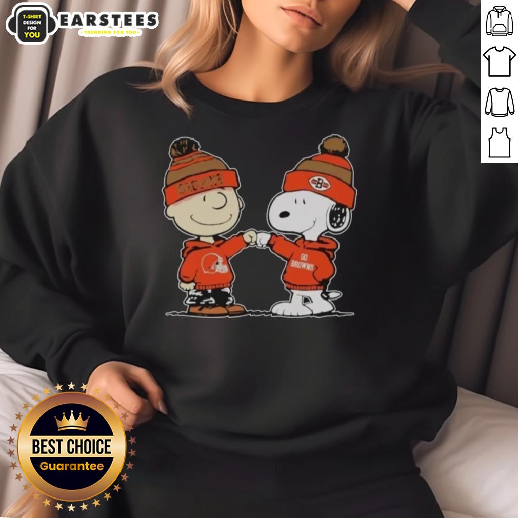 Cute Cleveland Browns Snoopy And Charlie Brown Best Friends T-Shirt - Image 5